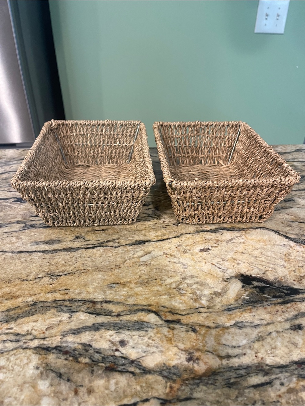 Set of 2 Small Woven Nesting Storage Baskets